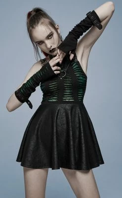 Punk Rave Widow's Web Armwarmers | Black & Green Accessories
