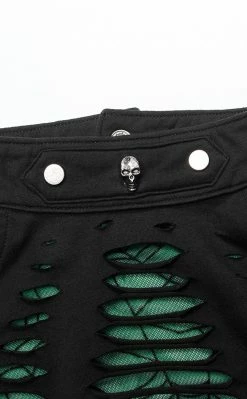 Punk Rave Widow's Web Halter Top | Black & Green Clothing