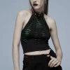 Punk Rave Widow's Web Halter Top | Black & Green Clothing
