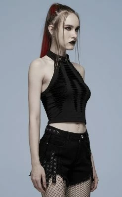Punk Rave Widow's Web Halter Top | Black