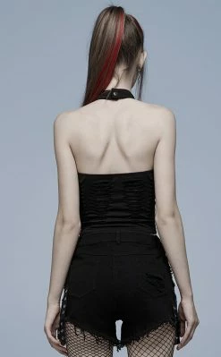 Punk Rave Widow's Web Halter Top | Black