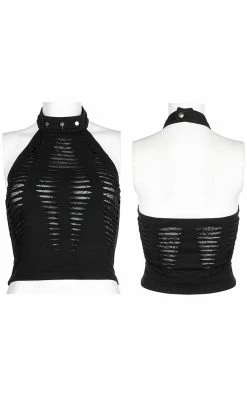 Punk Rave Widow's Web Halter Top | Black