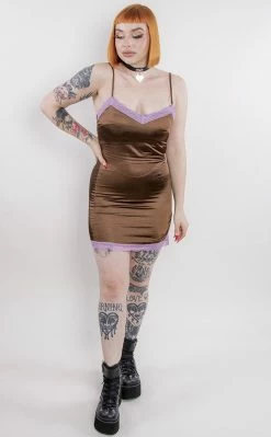 Motel Wirda Mini Dress | Chocolate Satin Clothing 15 Motel Wirda Mini Dress | Chocolate Satin Clothing