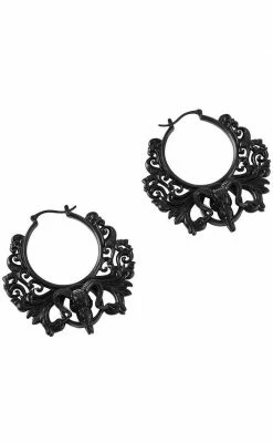 Killstar Accessories Worship The Night Hoop Earrings | Black
