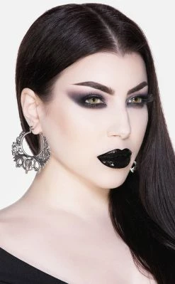 Killstar Worship The Night Hoop Earrings | Silver Accessories