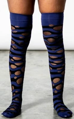 Killstar Wretched Soul Distress Socks | Black/Midnight