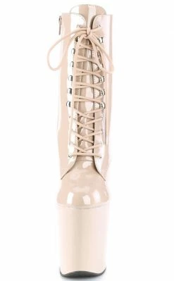 Pleaser XTREME-1020 Nude Patent Ankle Boots