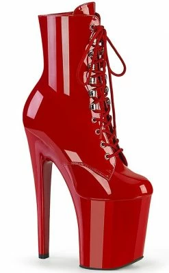 Pleaser XTREME-1020 Red Patent Ankle Boots