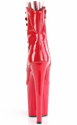 Pleaser XTREME-1021 Red Patent Peep Toe Ankle Boots Pole Shoes