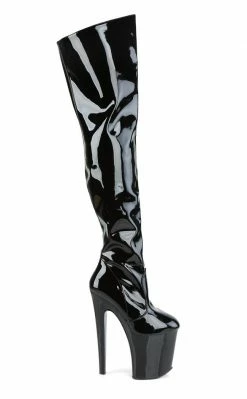 Pleaser XTREME-3010 Black Thigh High Boots