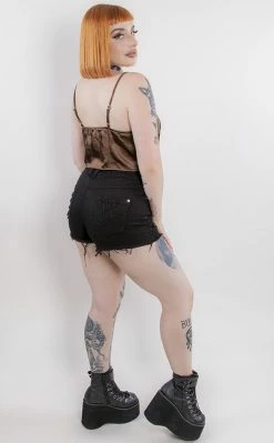 Motel Yanaka Crop | Chocolate Satin Clothing