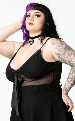 Killstar Clothing Yuna Ribbon Mesh Top