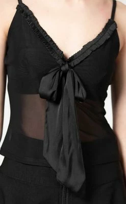 Killstar Clothing Yuna Ribbon Mesh Top